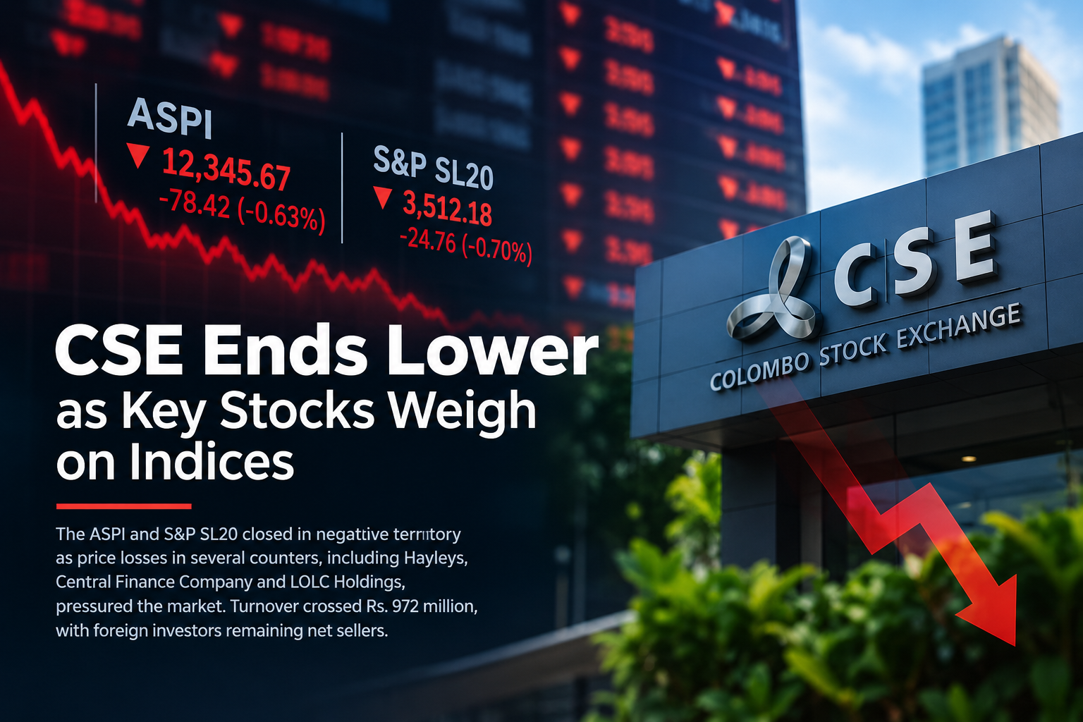 CSE Closes in Red as Dialog Axiata and Key Counters Weigh on Indices