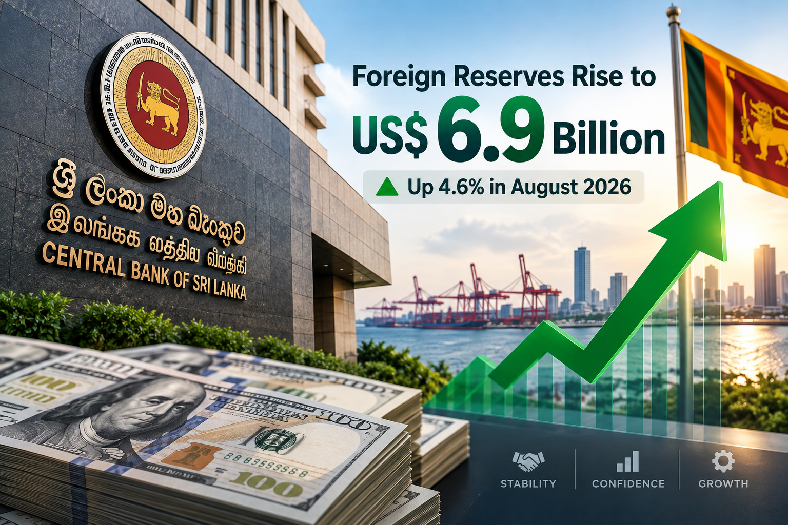 Sri Lanka foreign reserves rise 4.6% to $6.9 billion in August